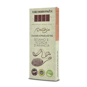 Cioccolato di Modica IGP Biologico con Sesamo e Scorza d'Arancia - Oro Bio - THEOBROMÀS
