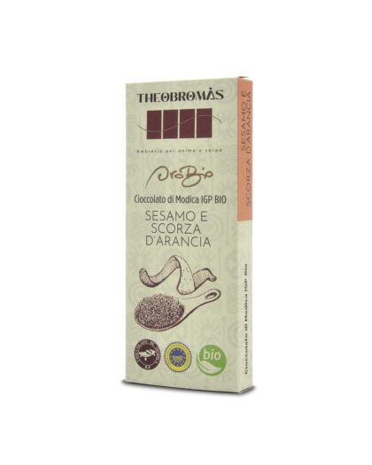 Cioccolato di Modica IGP Biologico con Sesamo e Scorza d'Arancia - Oro Bio - THEOBROMÀS